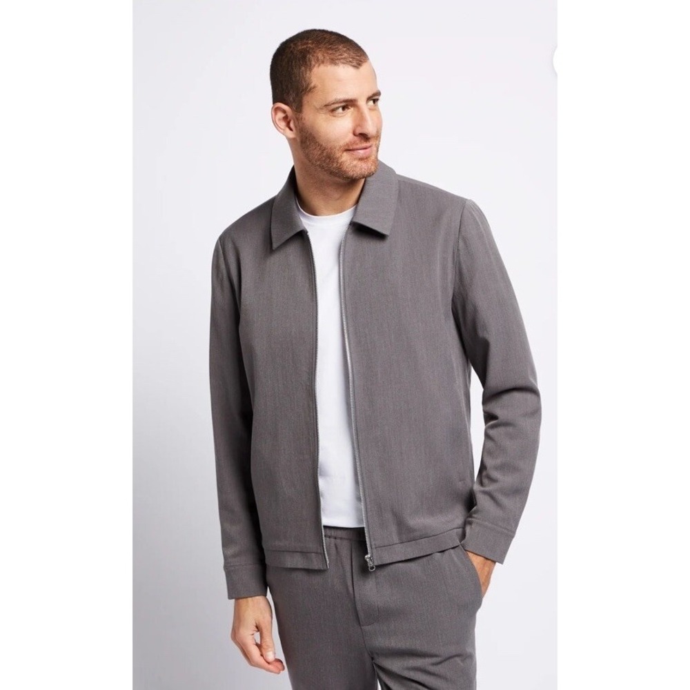 Labfresh PERFORMANCE JACKET GREY Minimalist Men's Size Small Woven Zip Up Collar